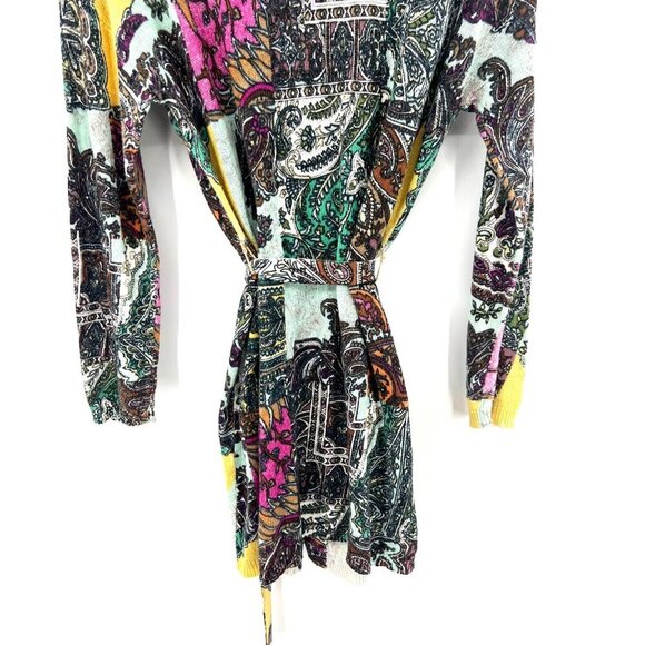 Sundance Paisley Print Linen Cotton Blend Cardigan Tie Front Sweater Small - Picture 8 of 8